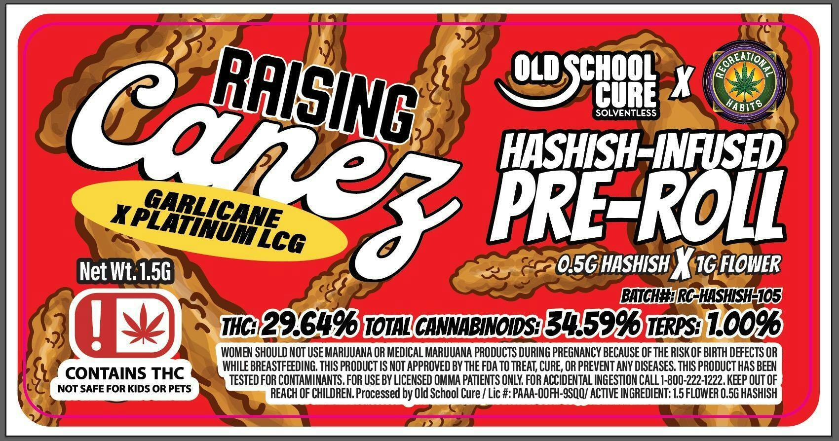Hashish Preroll 1.5 Raising Canez(Old School)