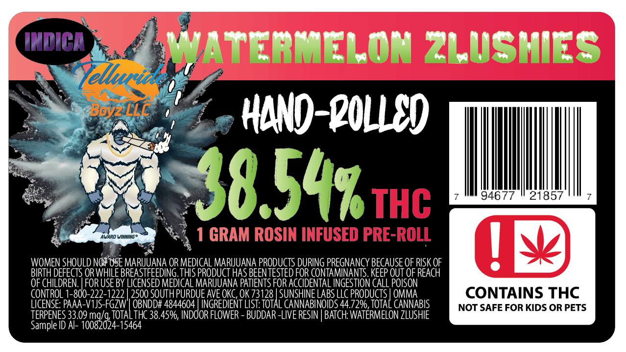 Watermelon Zlushie Infused 1g ROSIN Pre Rolls