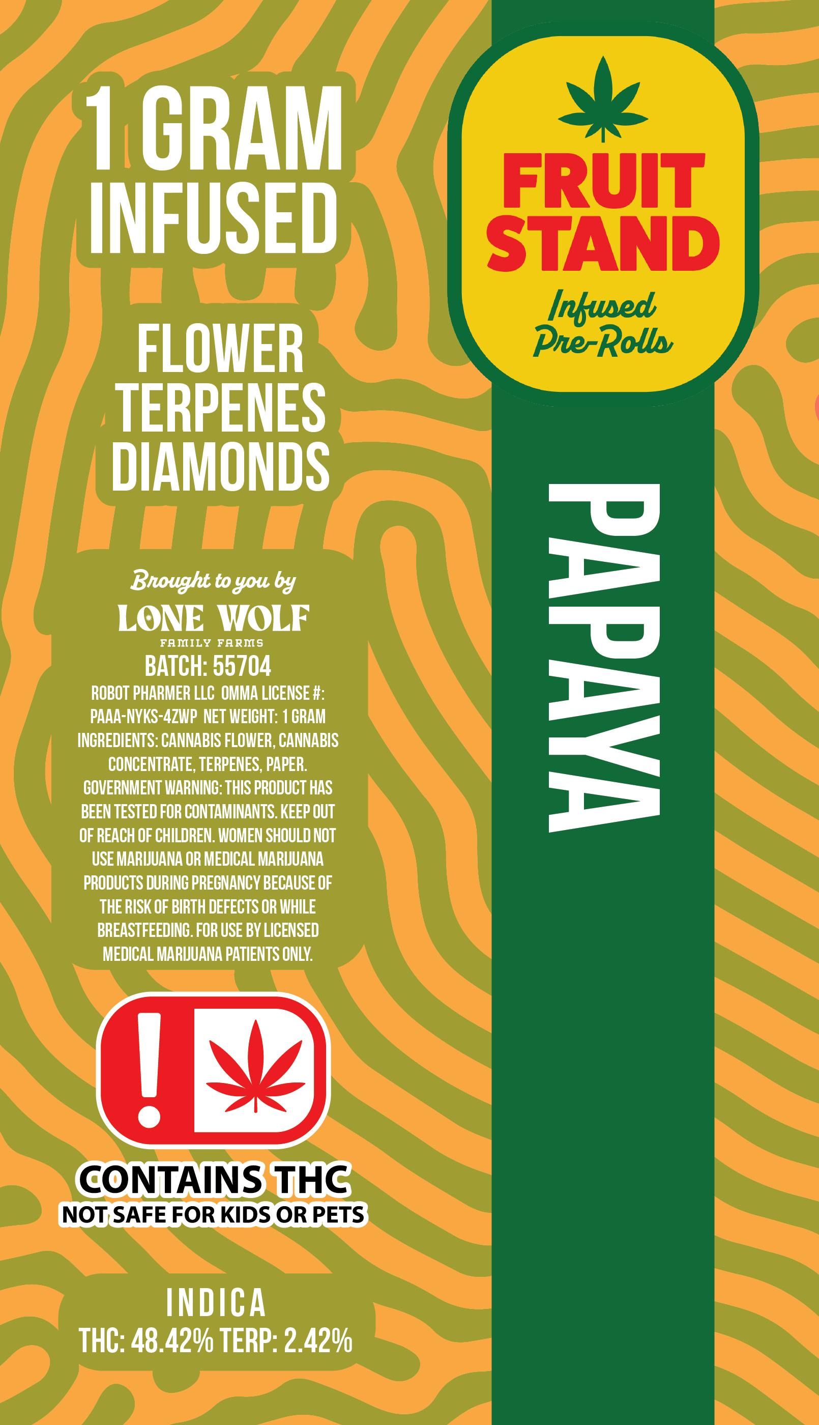 Fruit Stand - Single - Infused Preroll - Papaya - 1g