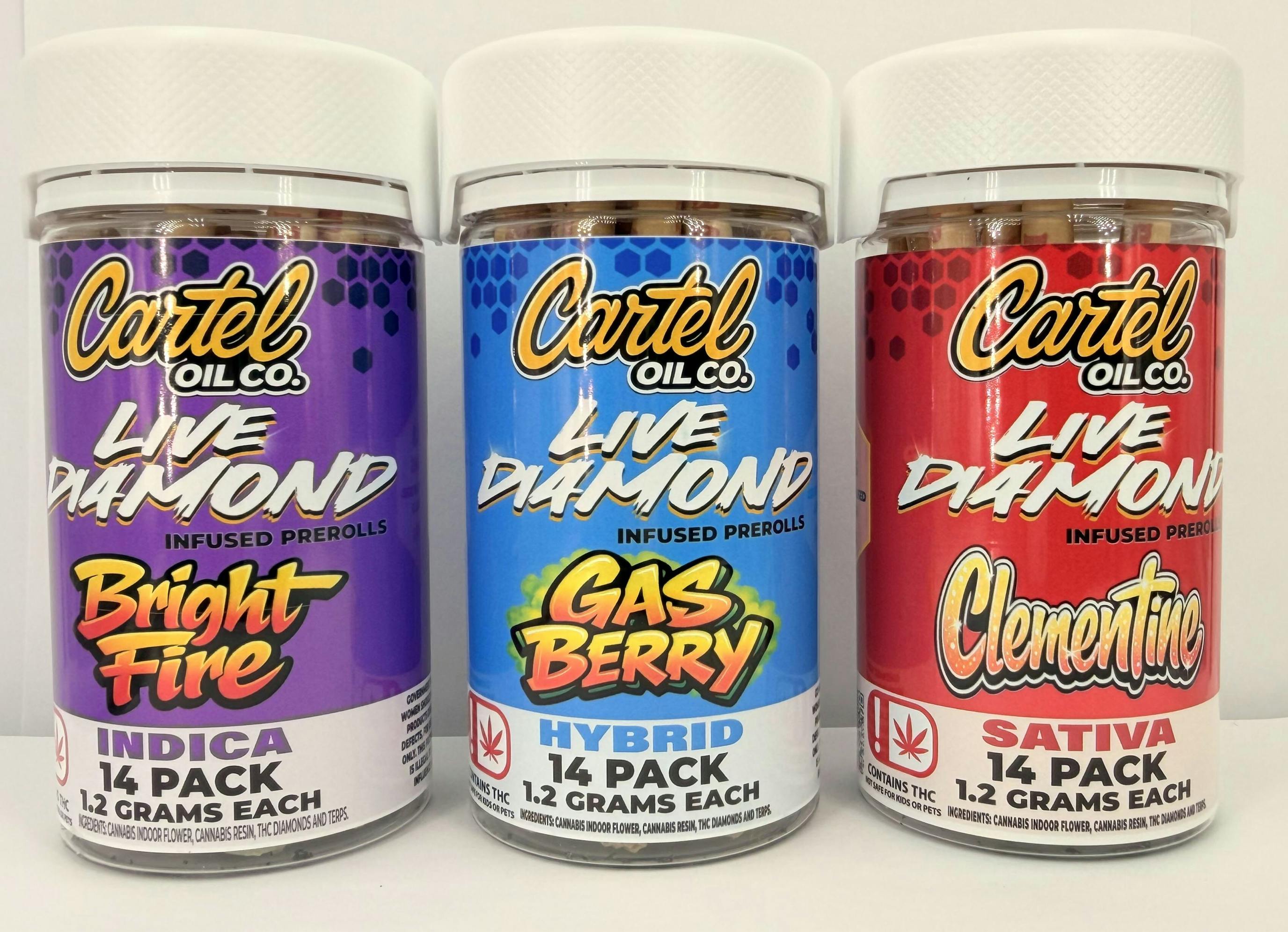 Cartel Oil Co | Diamond Infused Pre-Roll Bundle | Indica | Pacific Blue | 16.8g