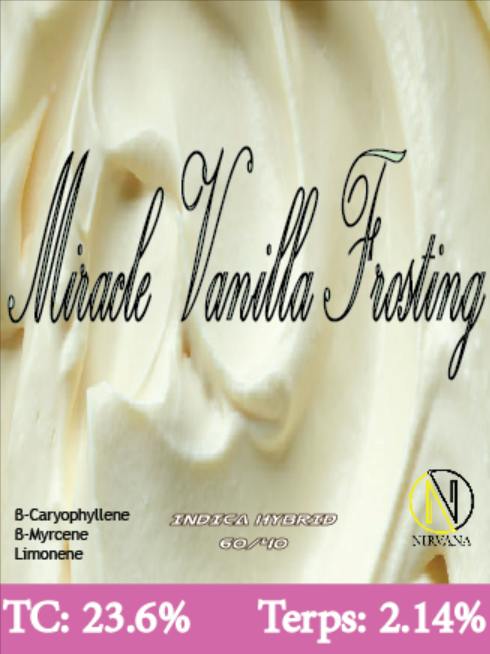 Nirvana Flower Miracle Vanilla Frosting 3.5g Pre-pack (THC 23.60% TERP 2.14%)