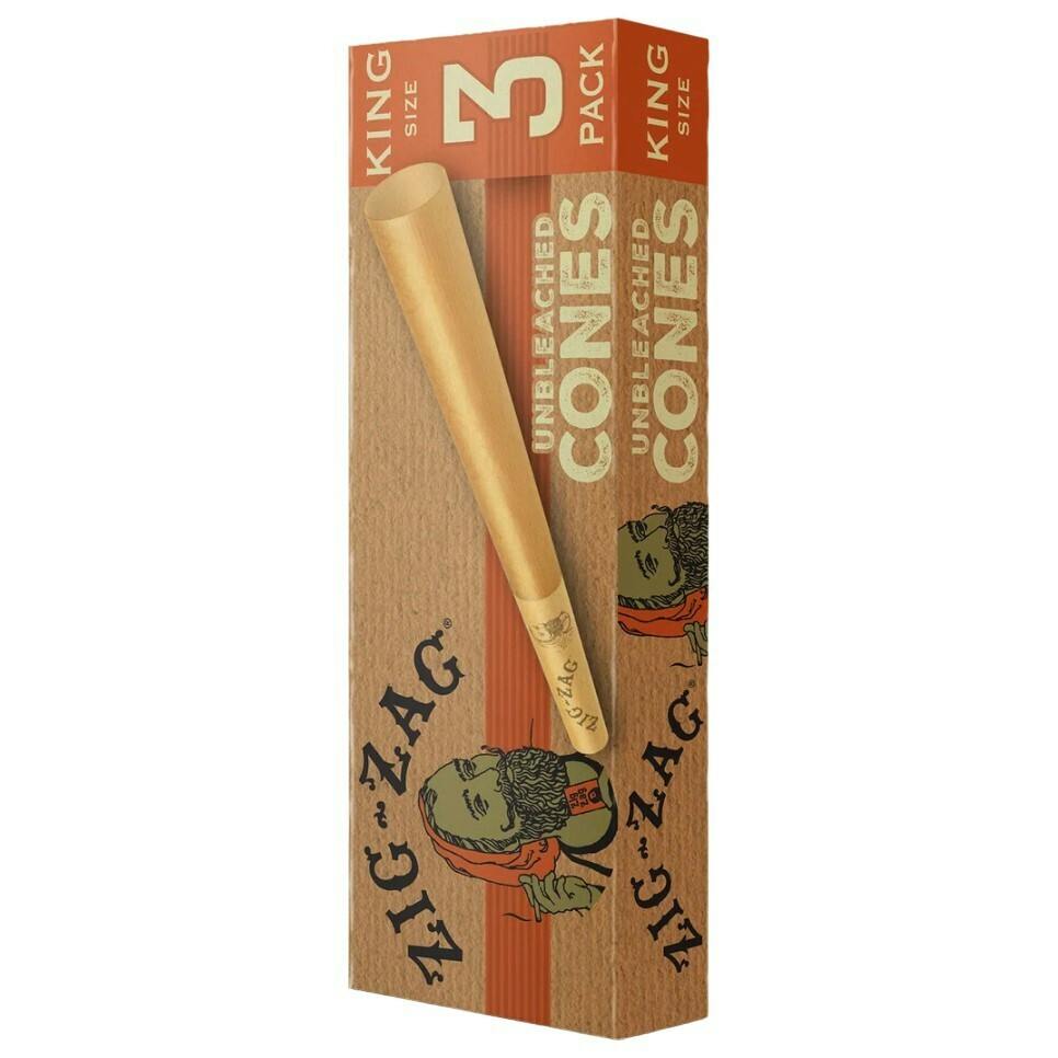 Zig Zag Unbleached King Size Cones 3pk at Higher Love Cannabis Dispensary Crystal Falls