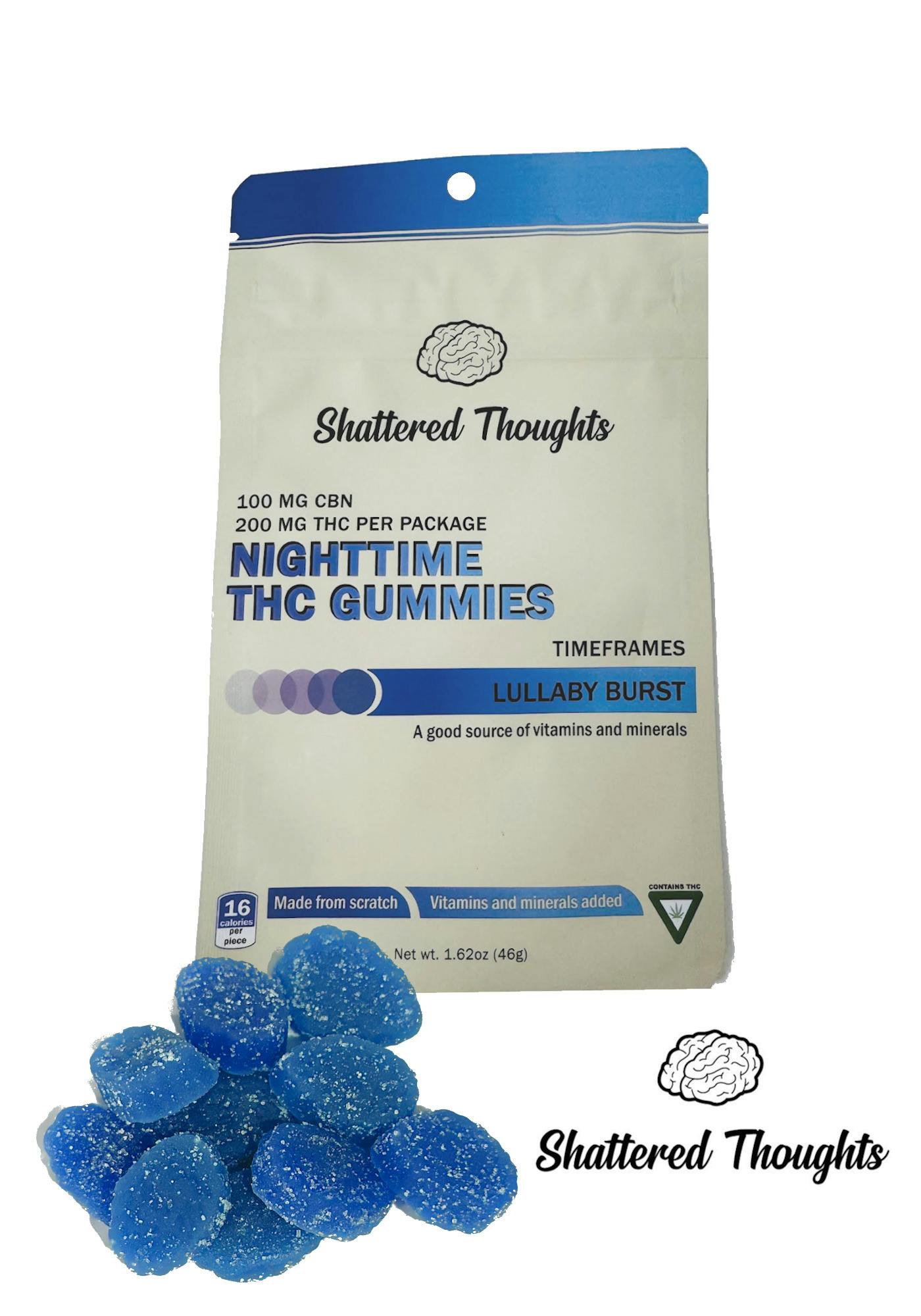 Shattered Thoughts Nighttime Lullaby Burst Gummies at Higher Love Cannabis Dispensary Munising