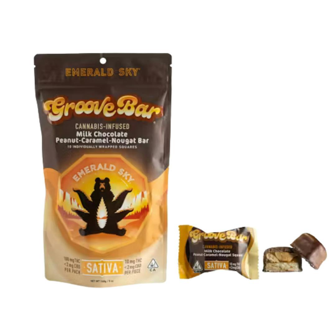 MILK CHOCOLATE PEANUT CARAMEL NOUGAT SATIVA GROOVE BAR