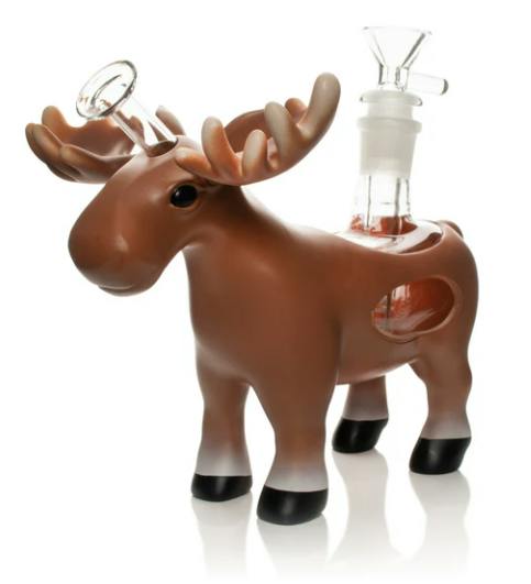 LIT Silicone 7" Moose Pipe with Glass Bowl