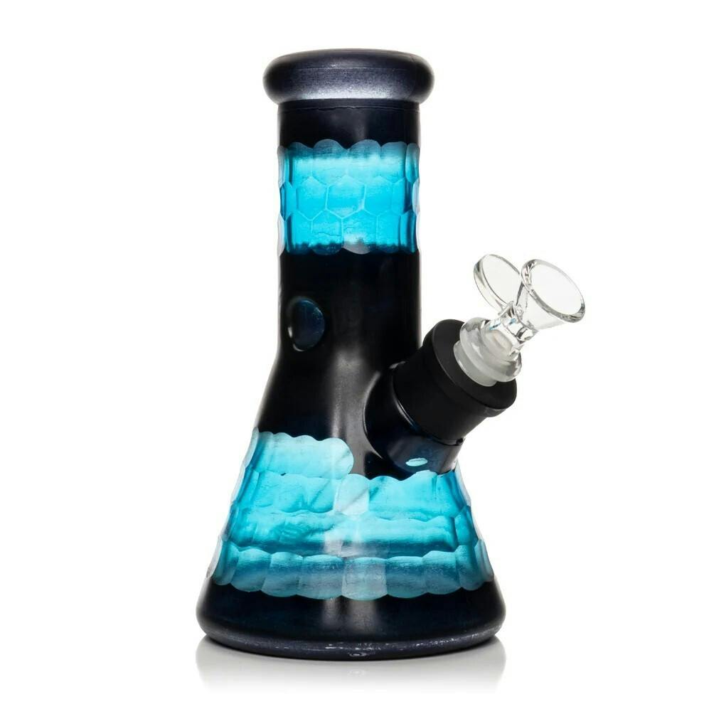 8" Tall Blue & Black Dragon Scale Beaker Base Water Pipe