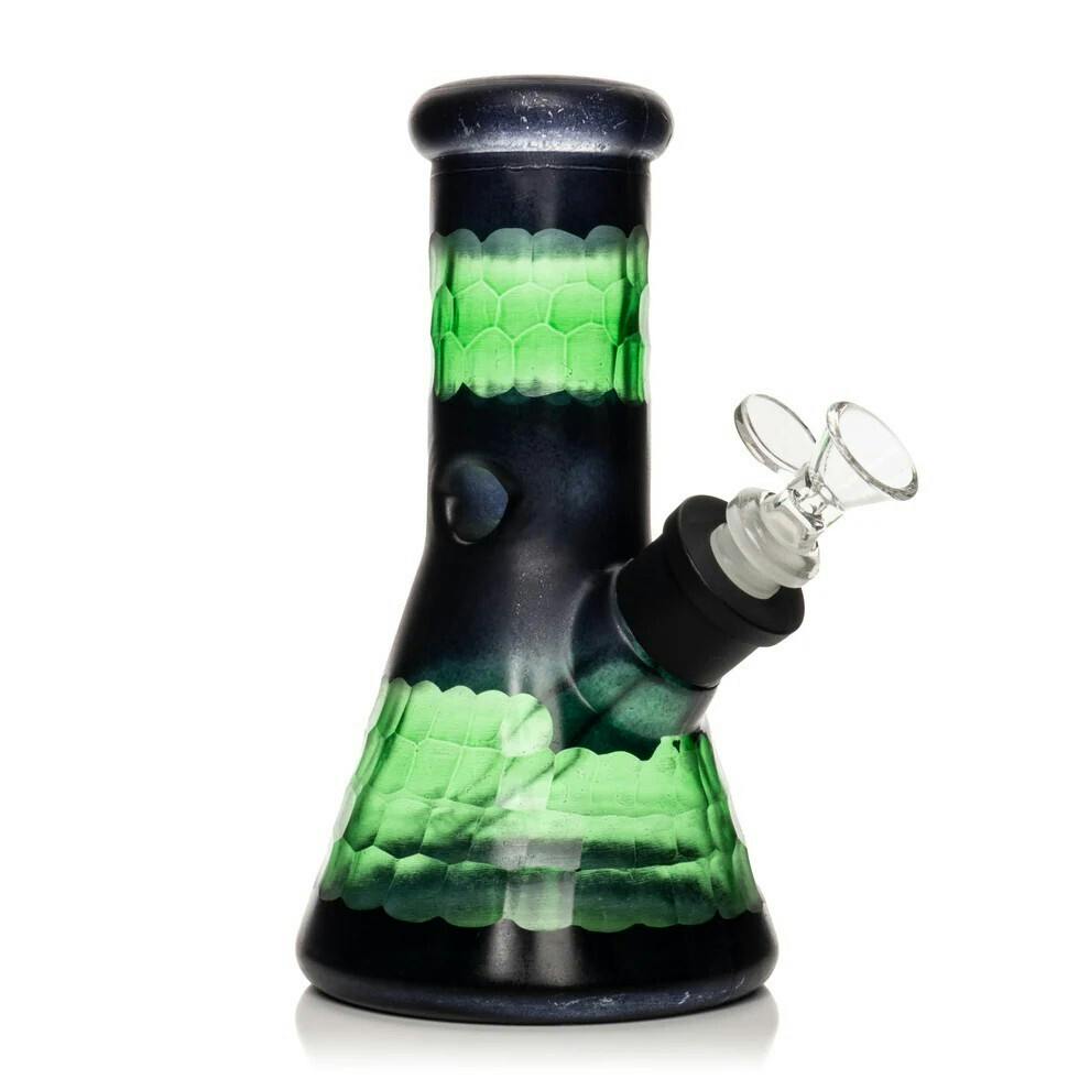 8" Tall Green & Black Dragon Scale Beaker Base Water Pipe