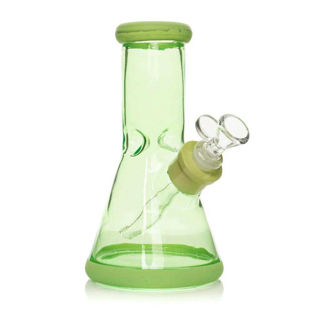 8" Tall Green Vivid Beaker Base Water Pipe