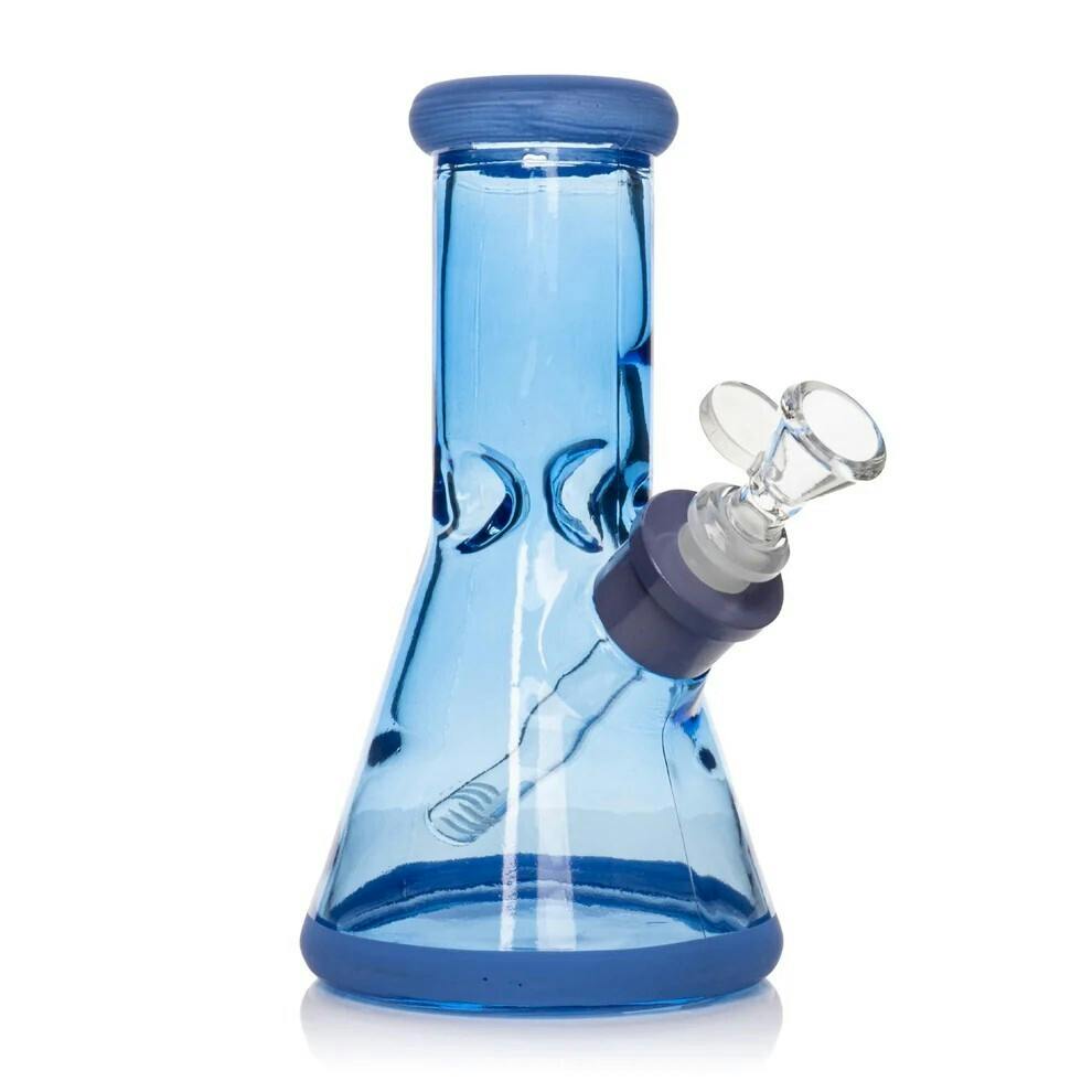 8" Tall Blue Vivid Beaker Base Water Pipe