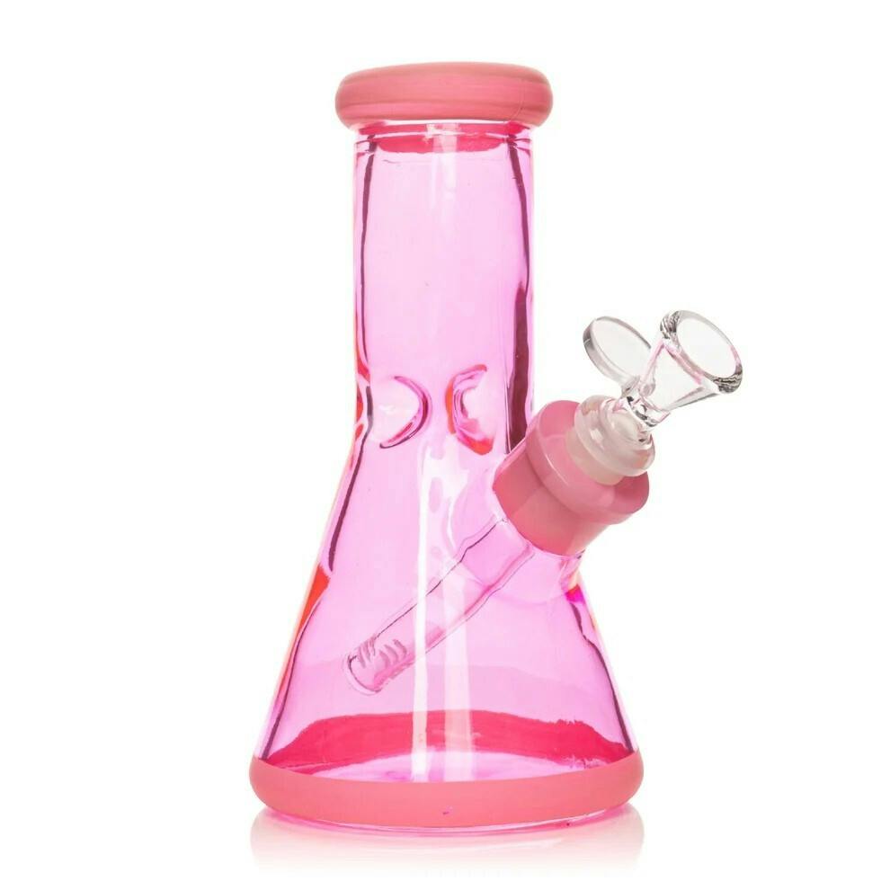 8" Tall Pink Vivid Beaker Base Water Pipe