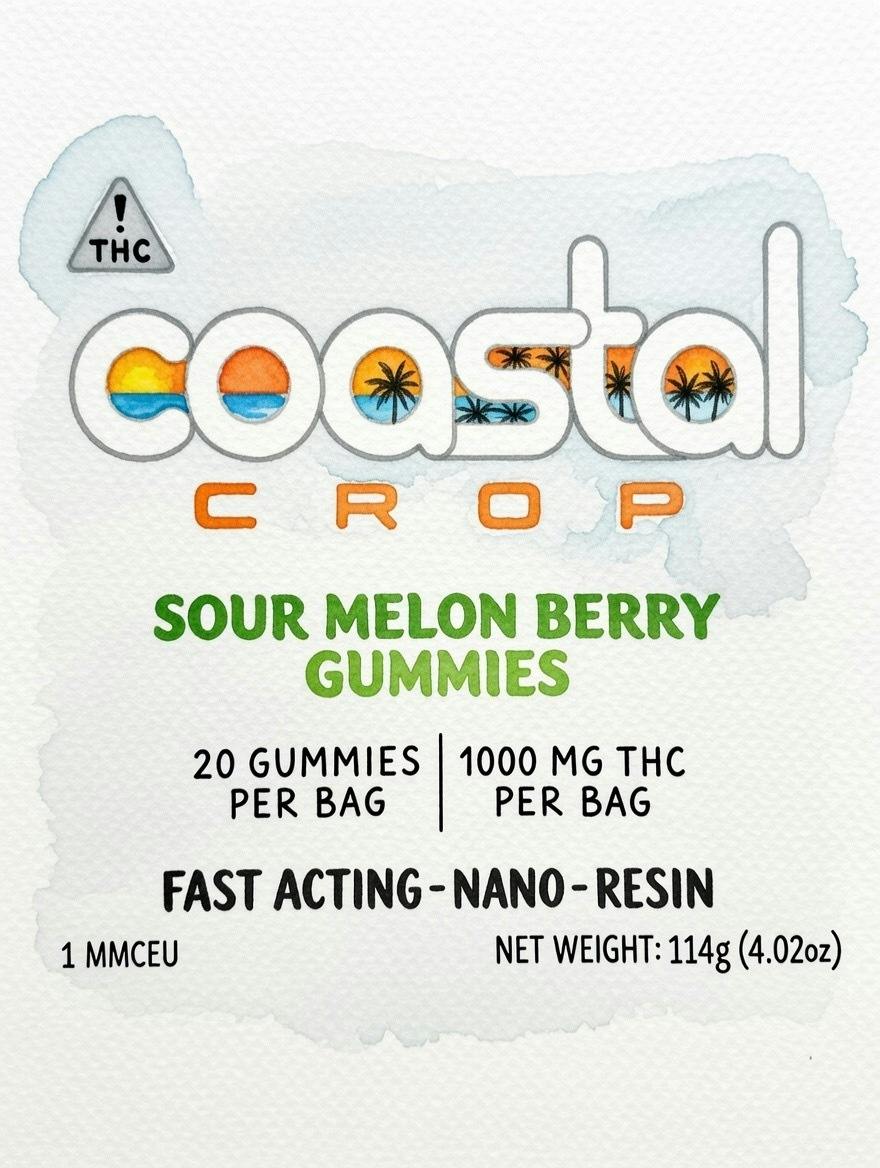 Coastal Crop | Sour Melon Berry 20ct 1000mg