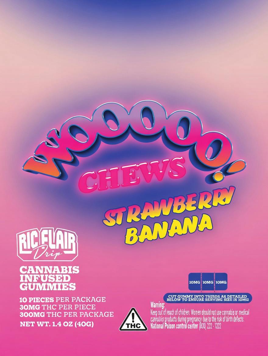 300mg Flair Strawberry Banana Distillate Gummies