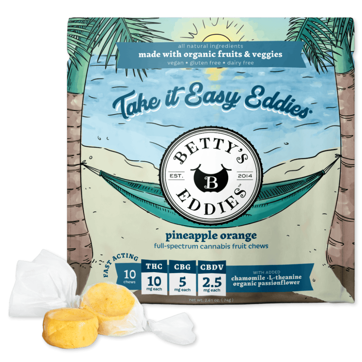 FRUIT CHEW | PINEAPPLE ORANGE | 4:2:1 THC:CBG:CBDV | 100MG | 10PK