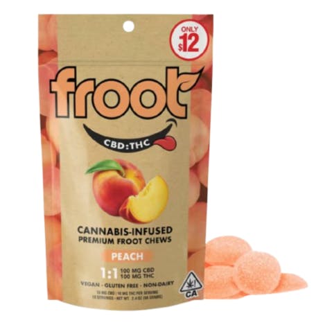 Froot Peach 1:1 CBD:THC 100mg Gummies