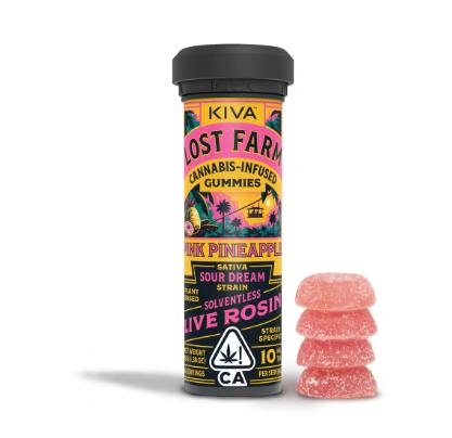 Kiva Lost Farms Live Rosin Gummies Pink Pineapple