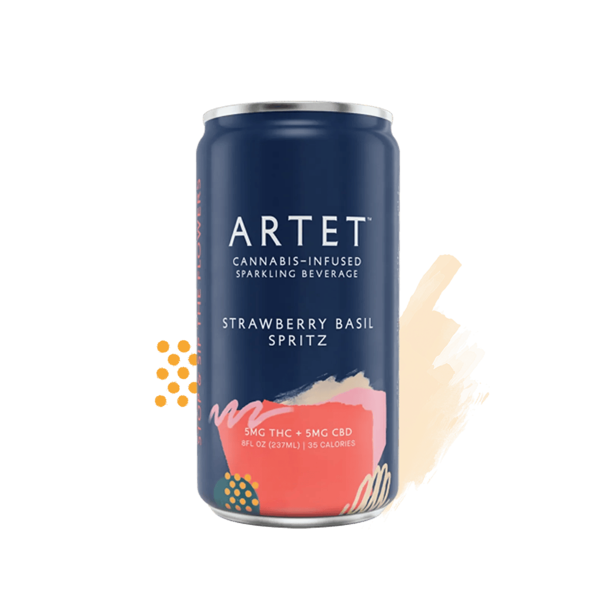 Strawberry Basil Live Resin Spritz | Single 25mg THC Infused Sparkling Beverage | Artet