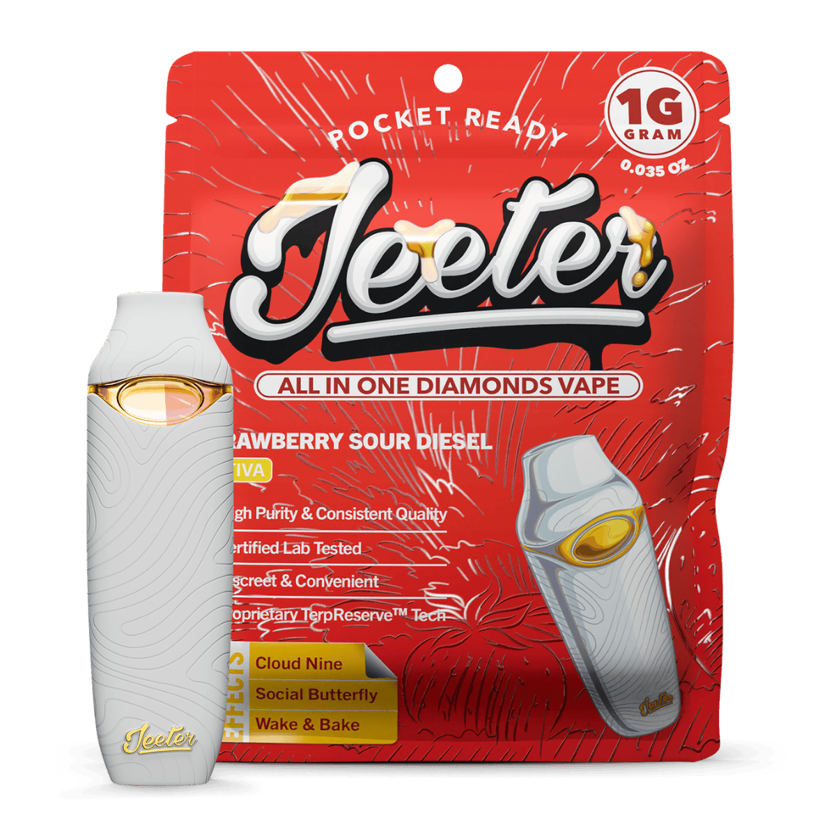 Strawberry Sour Diesel (S) | 1g Liquid Diamonds AIO Vape | Jeeter