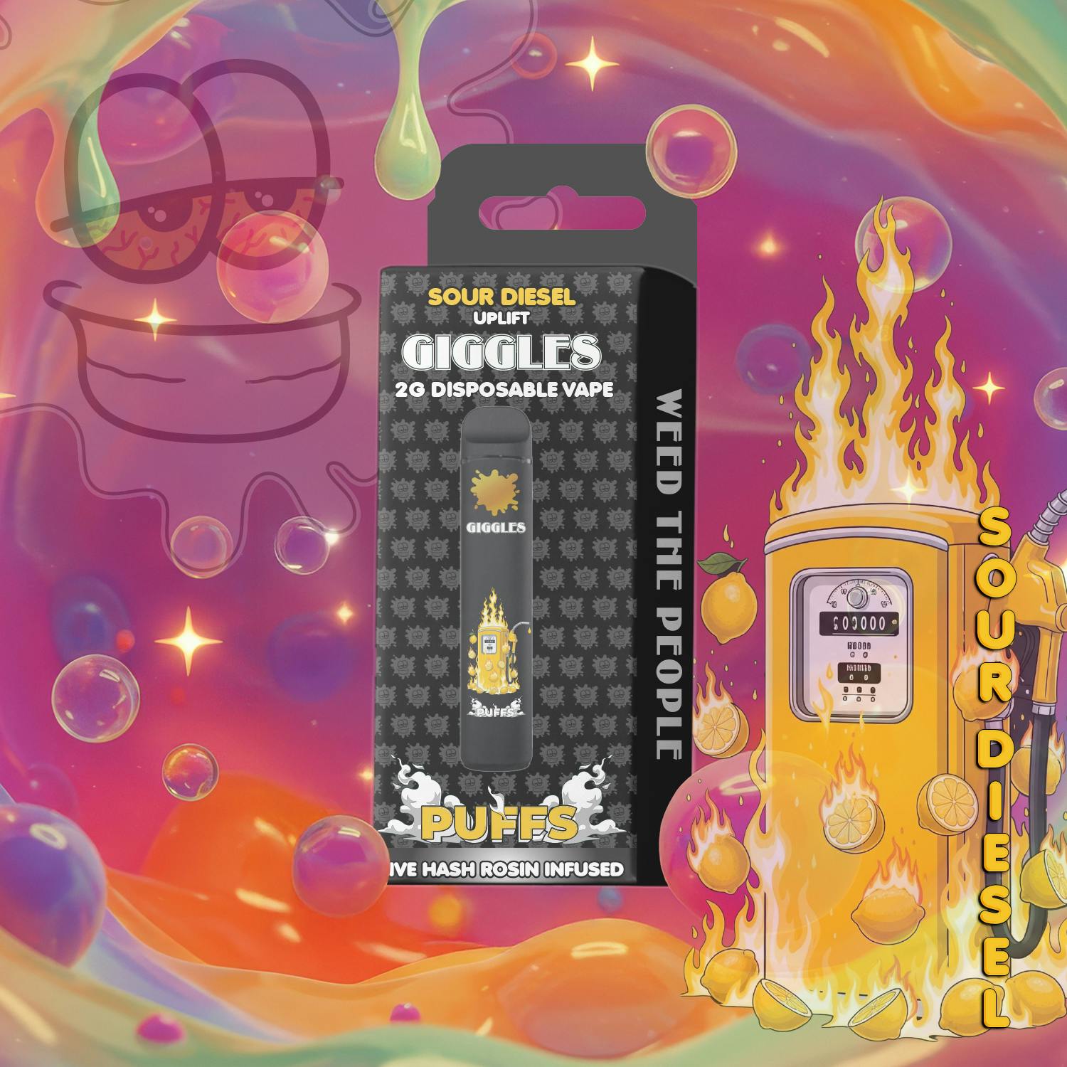 Puffs - Hash Rosin Infused Disposable 2g - Sour Diesel - Uplift cannabis product