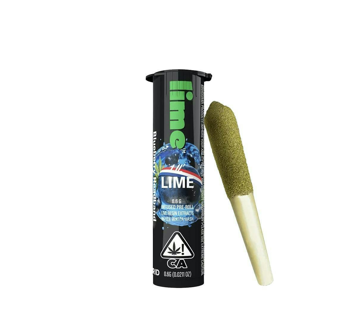 Lime - Blueberry Headband .6g Live Resin & Hash Infused pre-roll