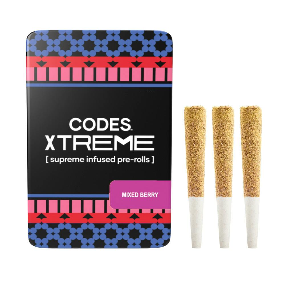 Codes: Infused Pre-Roll Pack | Mixed Berry x Member Berry | Xtreme J's | 0.7g | 3pk at Good Day Farm Jennings Dispensary