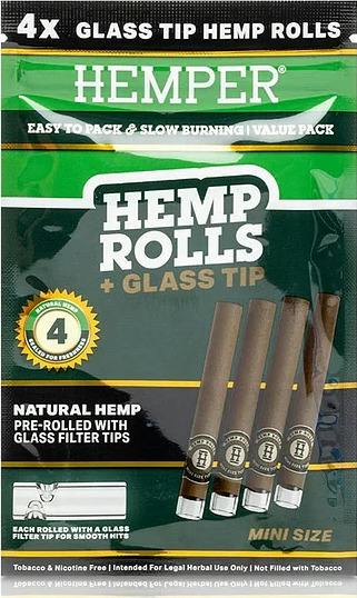 Hemper: Accessories | Mini Hemp Rolls with Glass Tips | 4pk