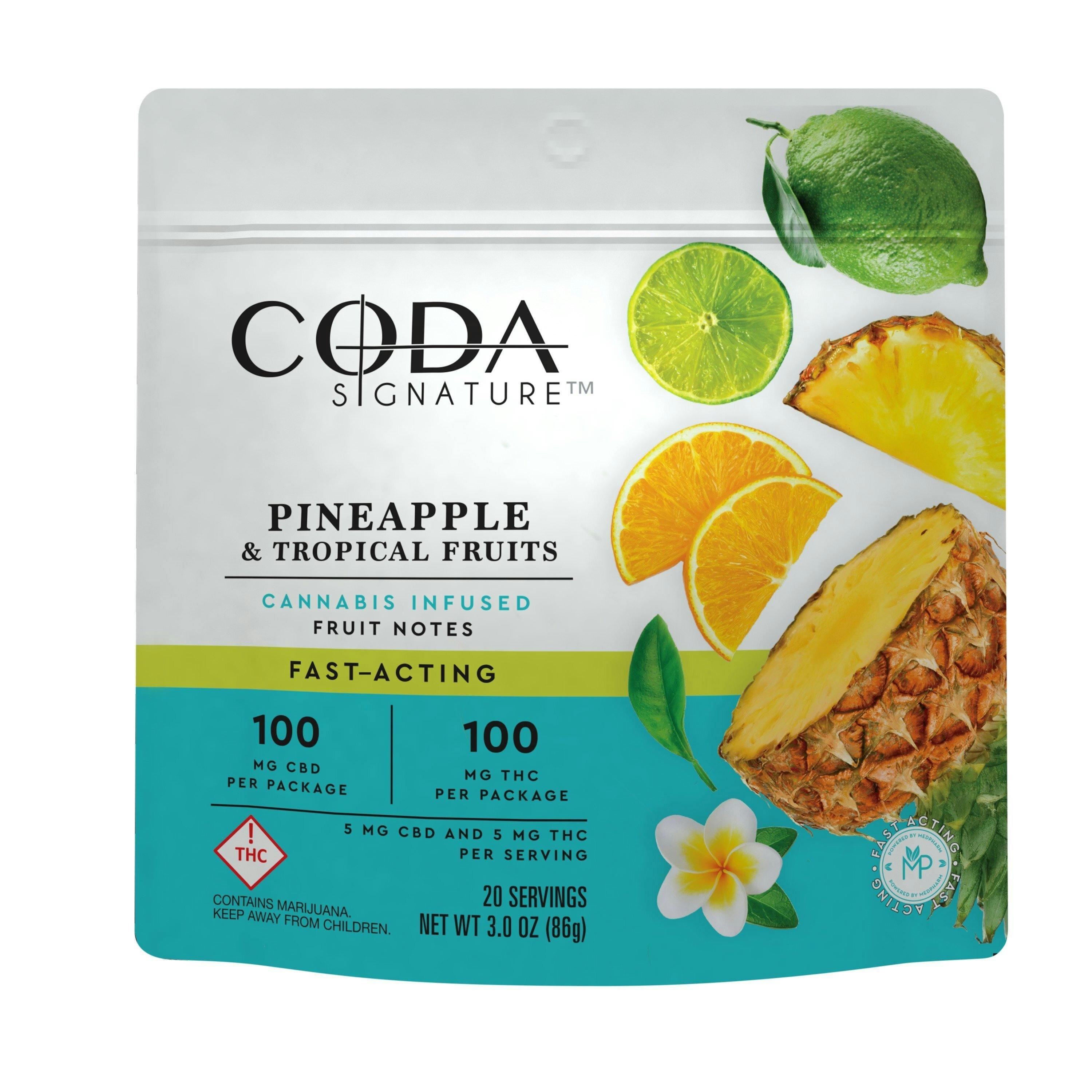 1:1 Pineapple & Tropical Fruits [20pk] (100mg CBD/100mg THC) | Coda Signature - Fast-Acting Fruit...