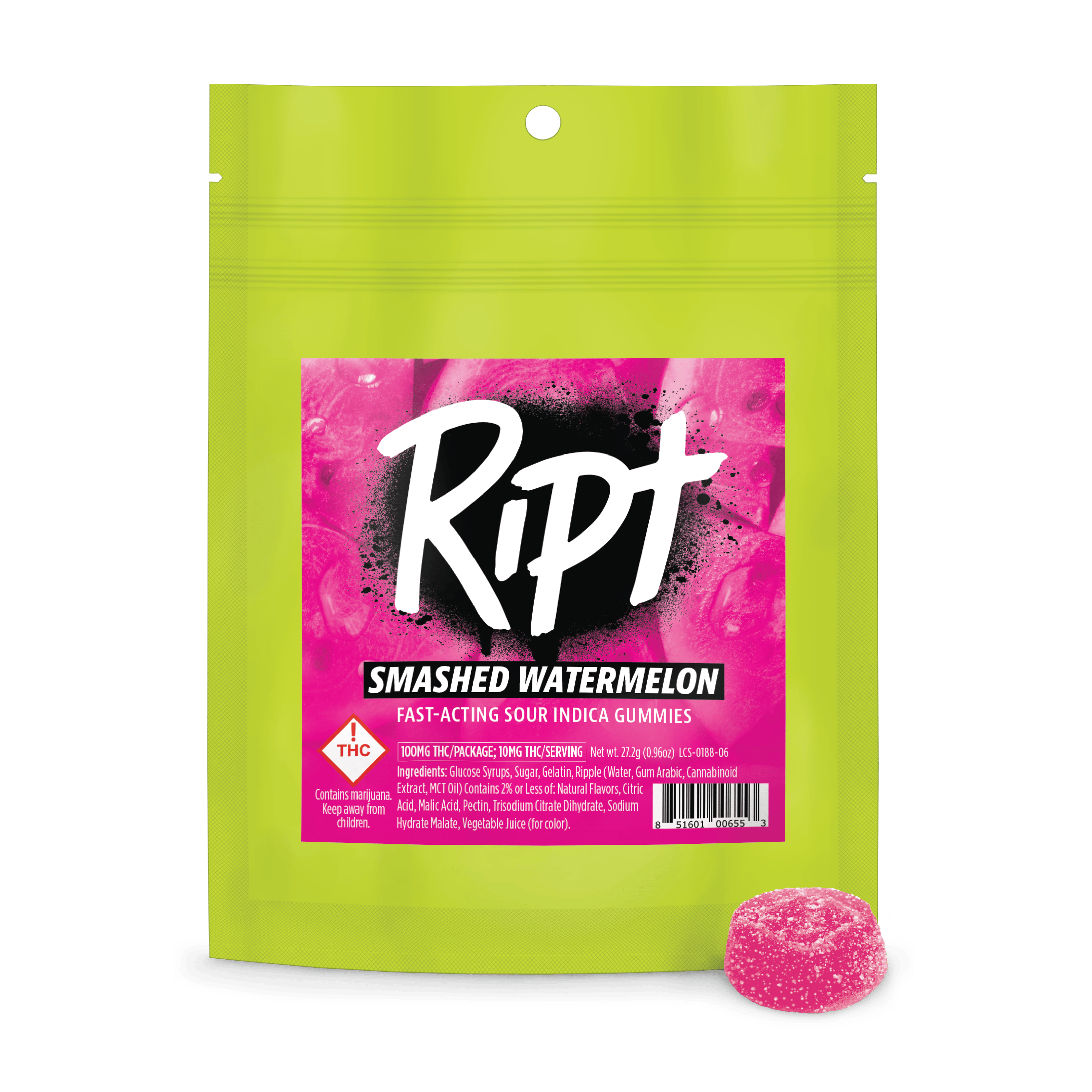 Smashed Watermelon - Sour Indica [10pk] (100mg)