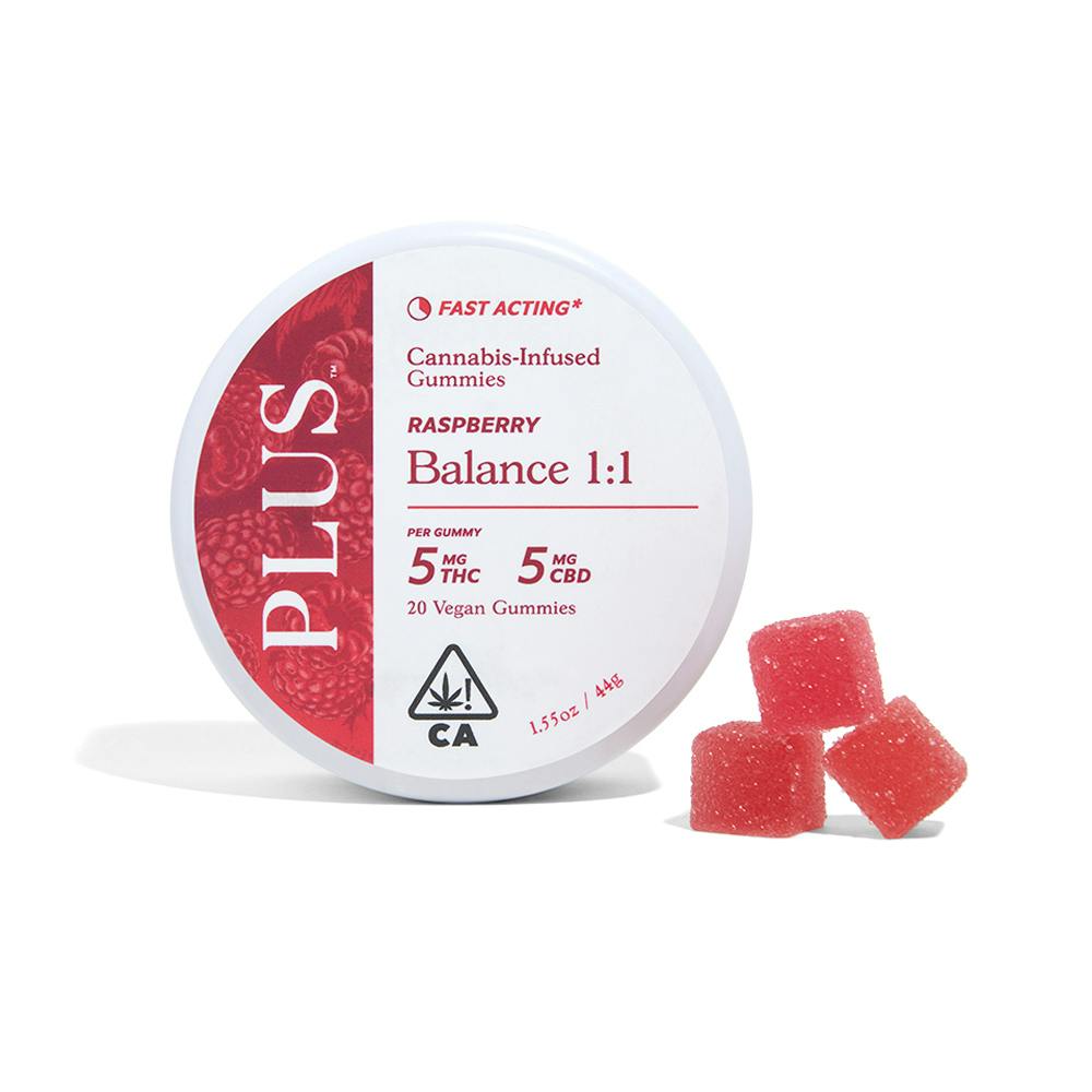 PLUS Raspberry BALANCE — PLUS Raspberry BALANCE 1:1 Gummies 100mg