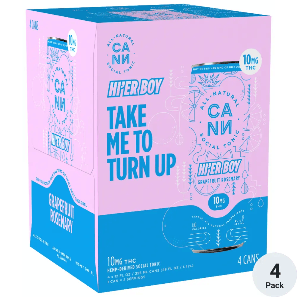 Grapefruit Rosemary | Hi'er Boy 12oz (4pk) 10mg THC | Cann Social Tonic