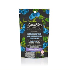 Smokiez - Sour Blue Raspberry Fruit Chews Indica 100mg (10pcs)