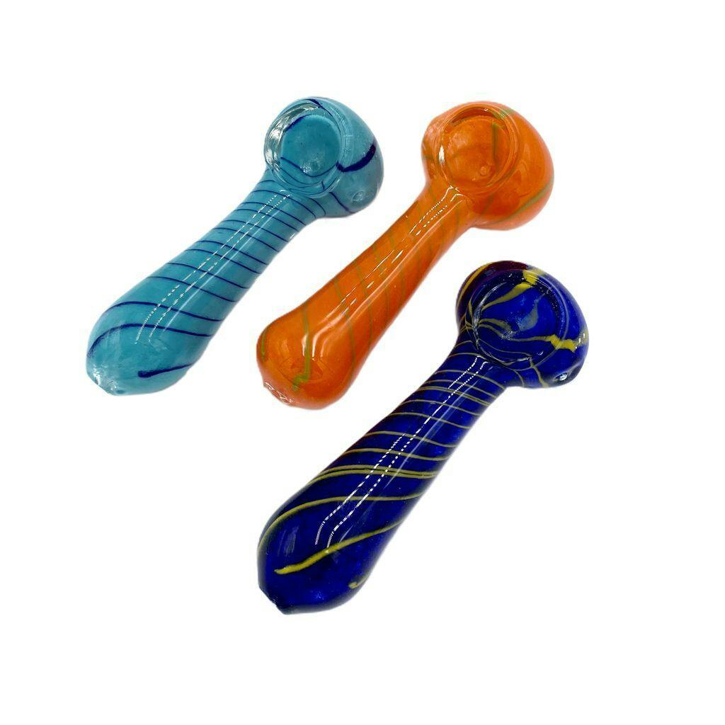 4" Color Swirl Hand Pipe Glass Each