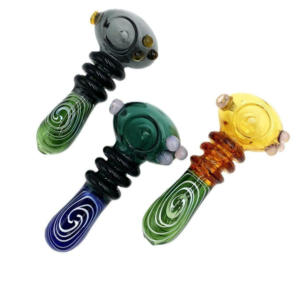 4.5" 3 Ring Swirl Hand Pipe Glass Each