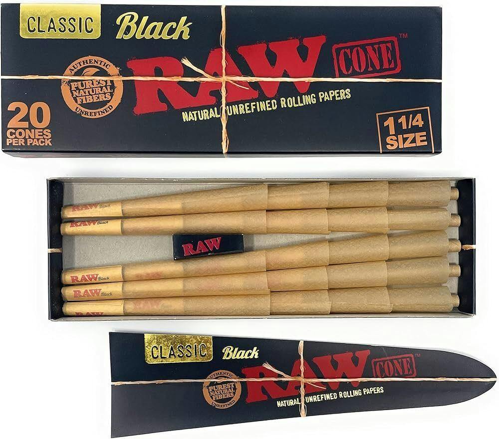 RAW BLACK CONES 1/4 20 PACK