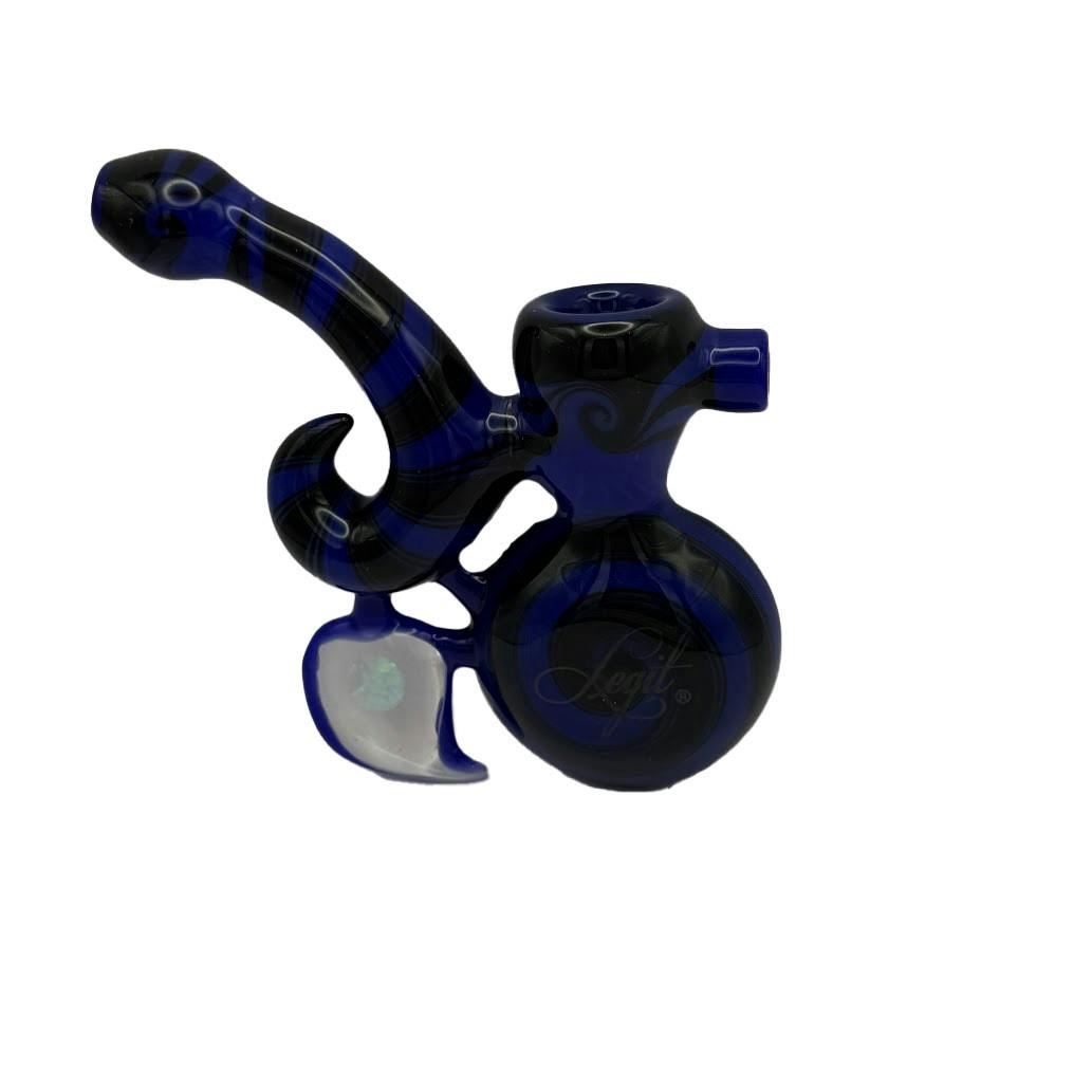 MN Legit | Pipe | Glass | Black-Blue Stripe