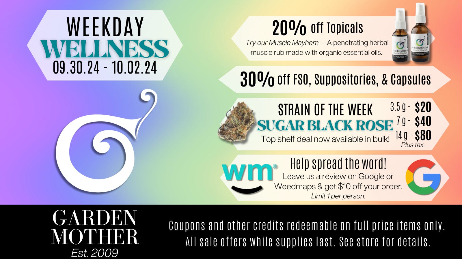 Weekday Wellness 9/3010/2 at Garden Mother Kalispell Weedmaps