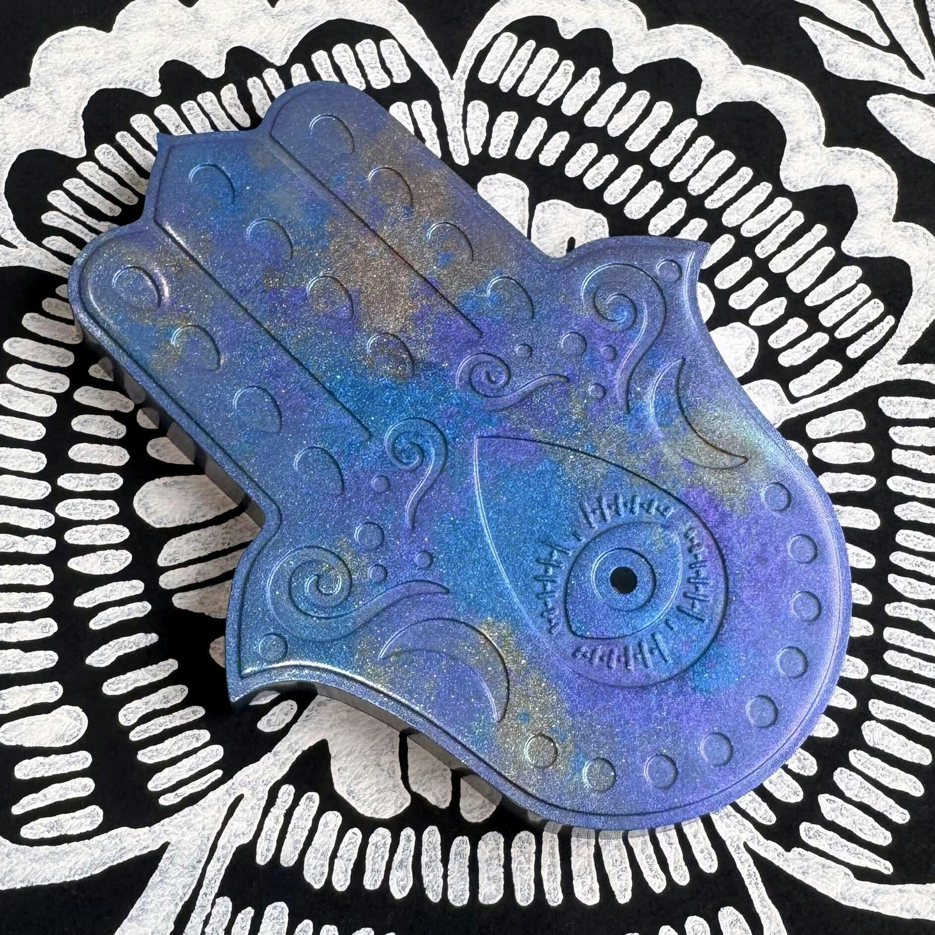 Palm Incense Burner - Blue Purple Green Shimmer