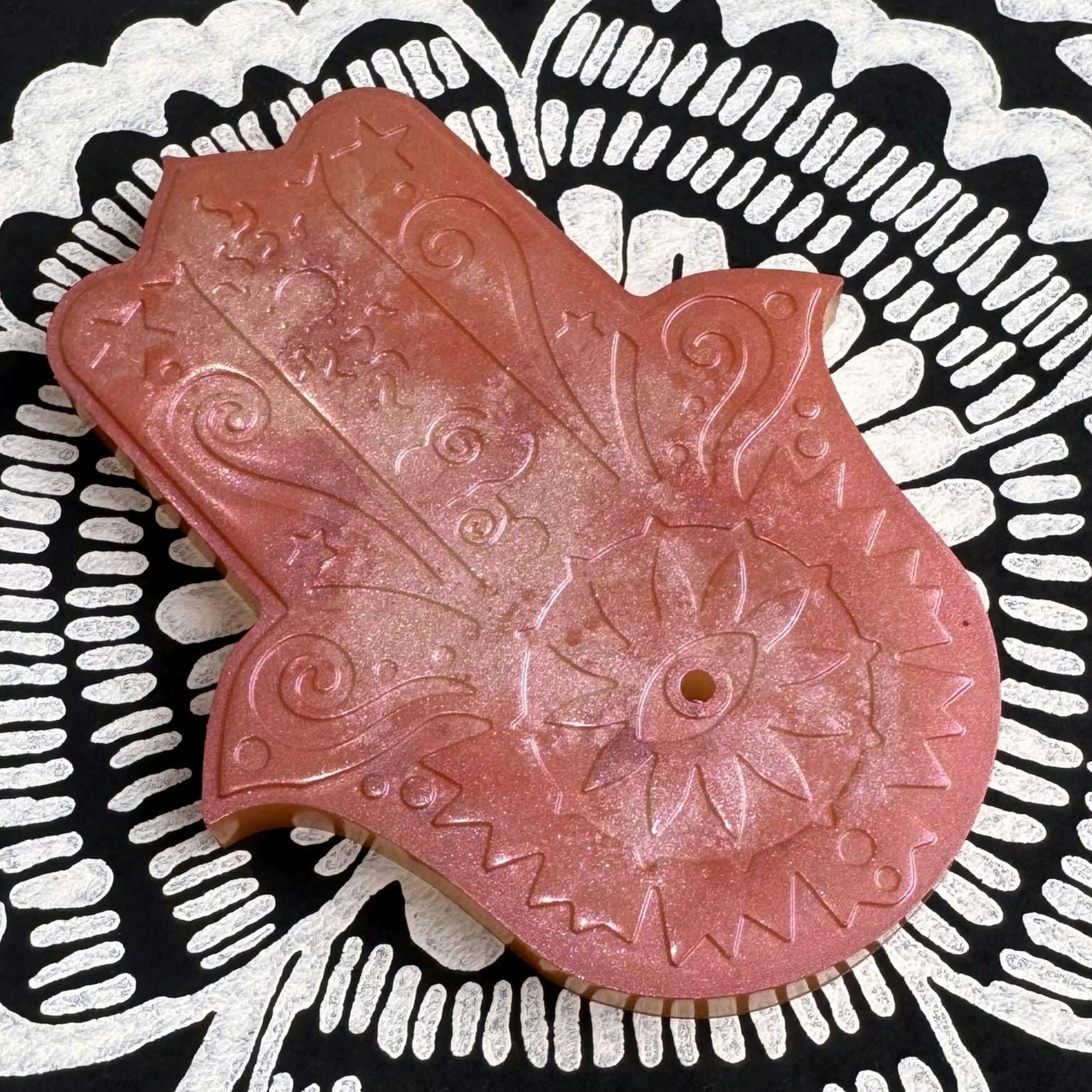 Palm Incense Burner - Peach Gold Shimmer