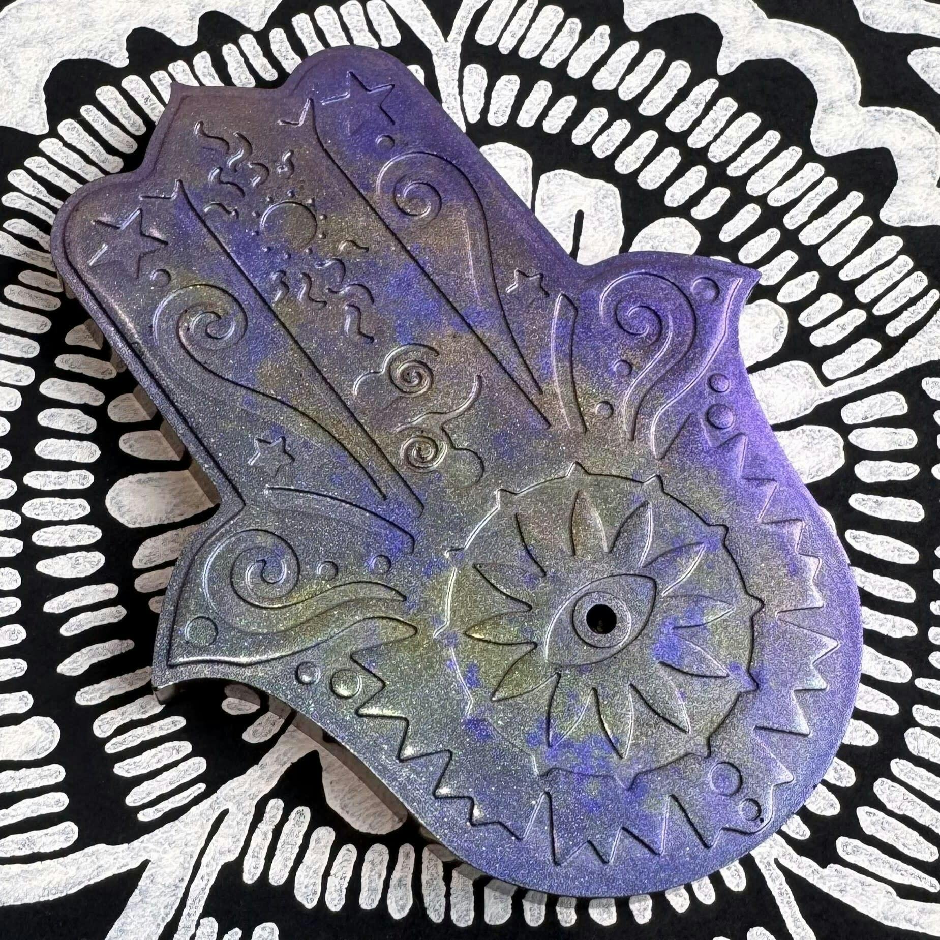 Palm Incense Burner - Purple Green Shimmer
