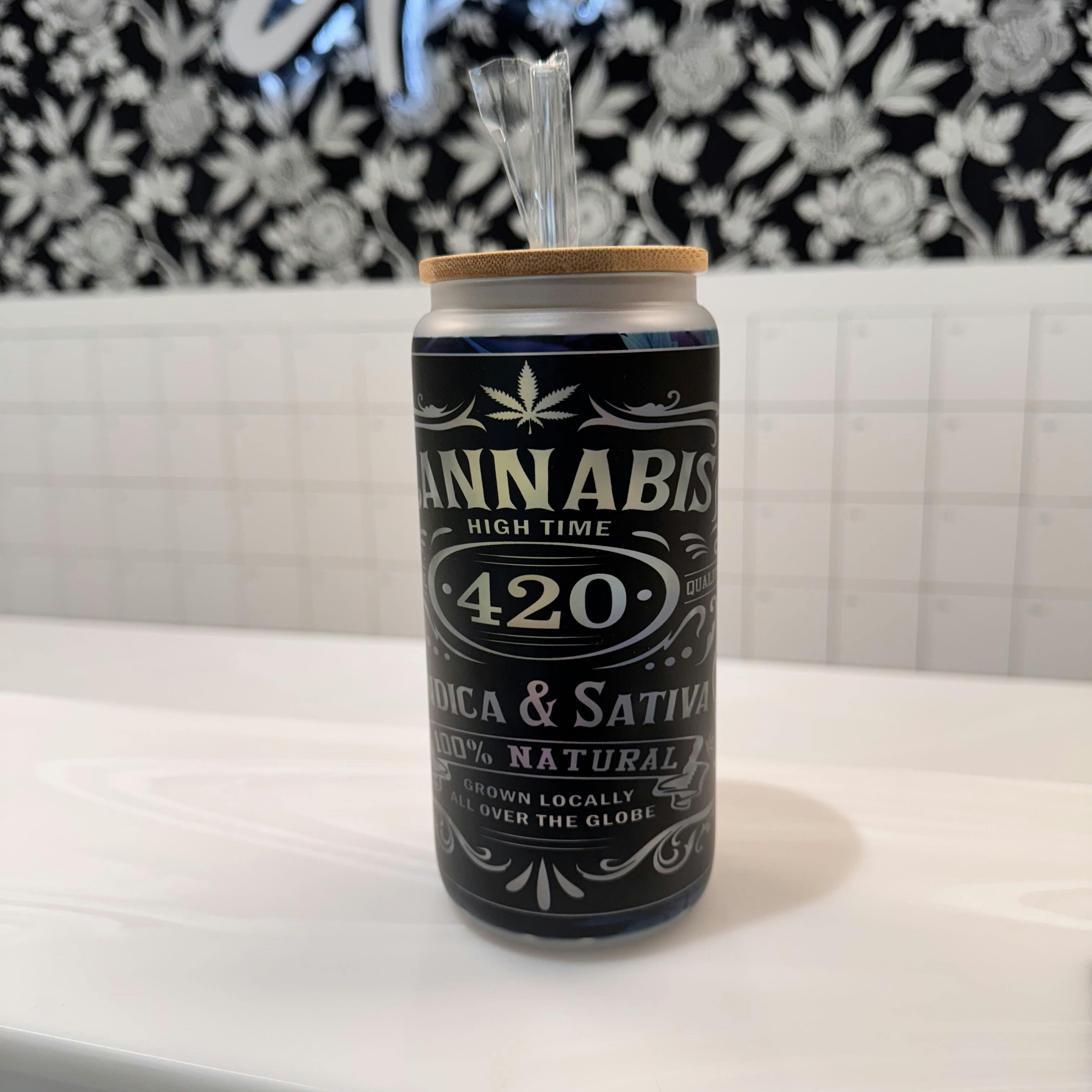 Glass Straw Tumbler - Indica & Sativa