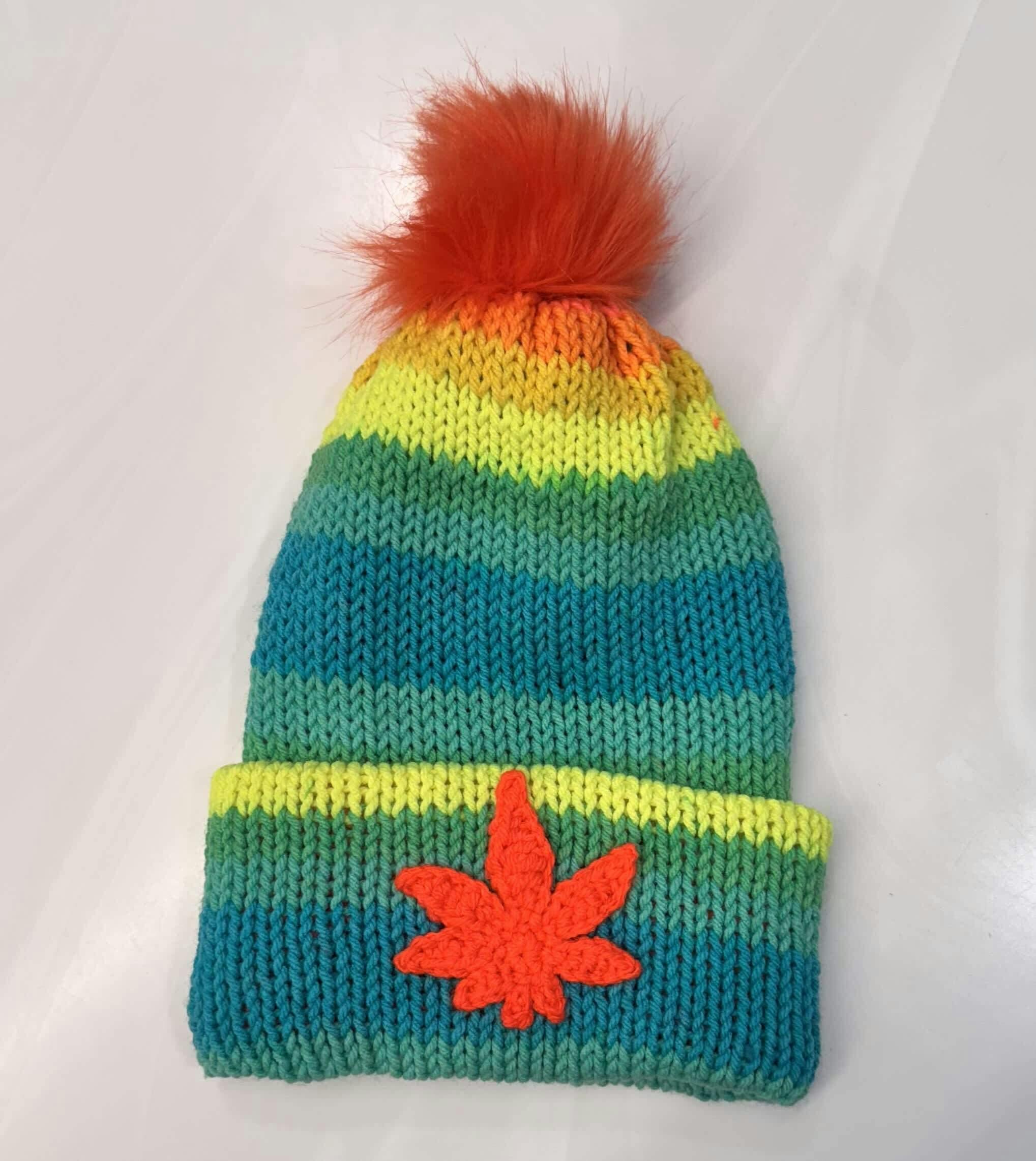 Green & Orange Striped Toque