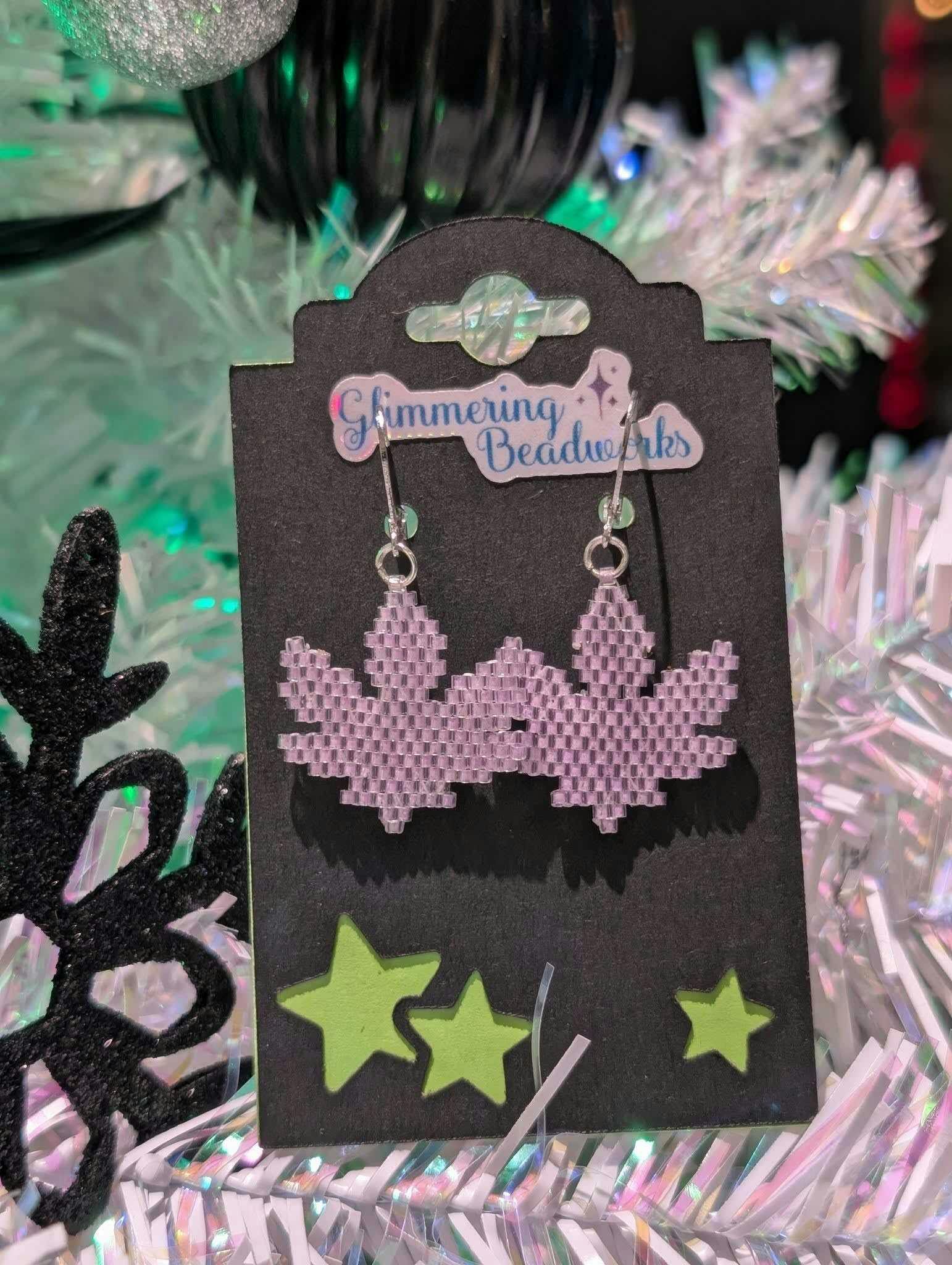 Glow-in-the-Dark Purple Leaf Earrings