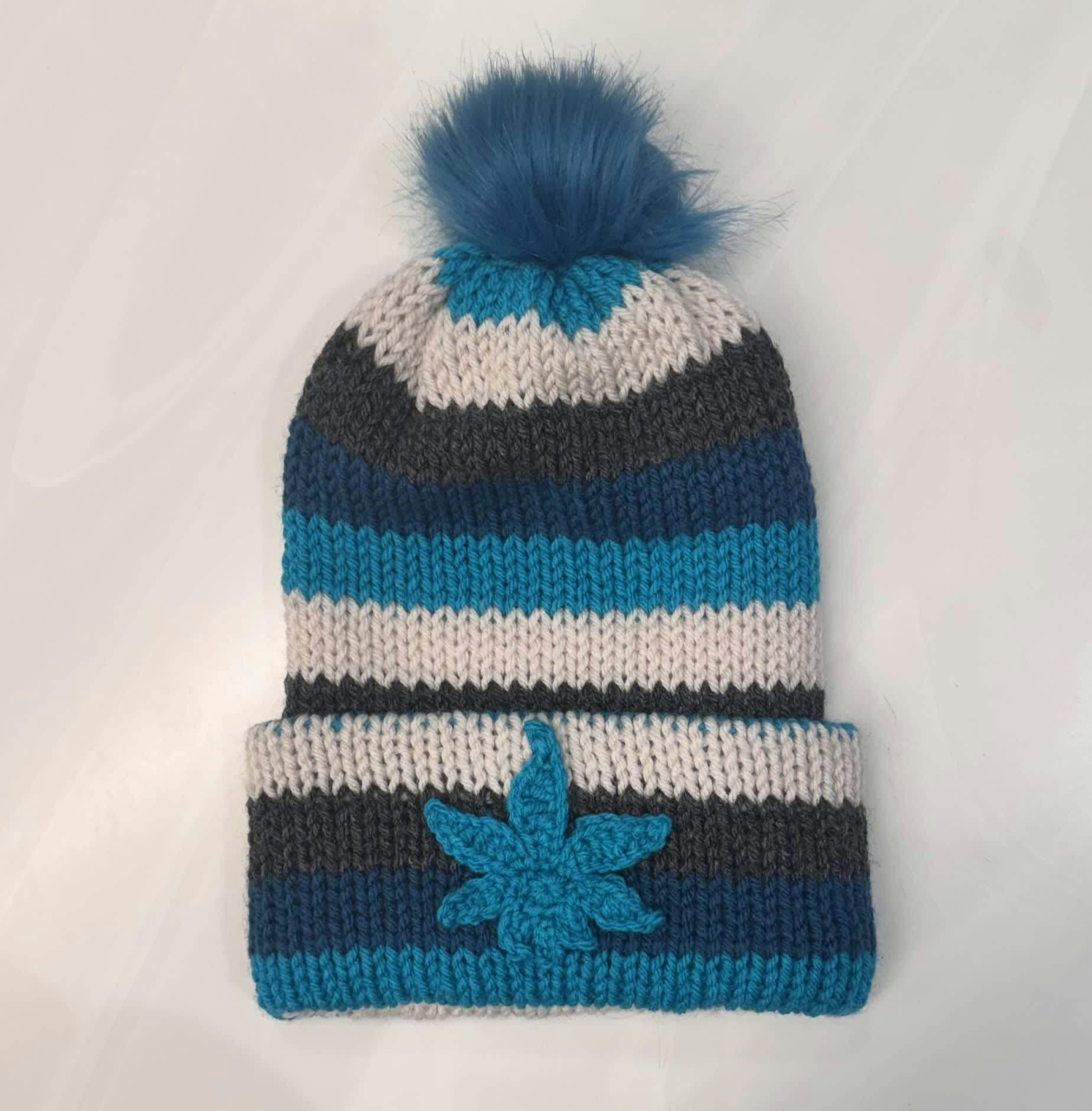 Teal & Grey Stripe Toque