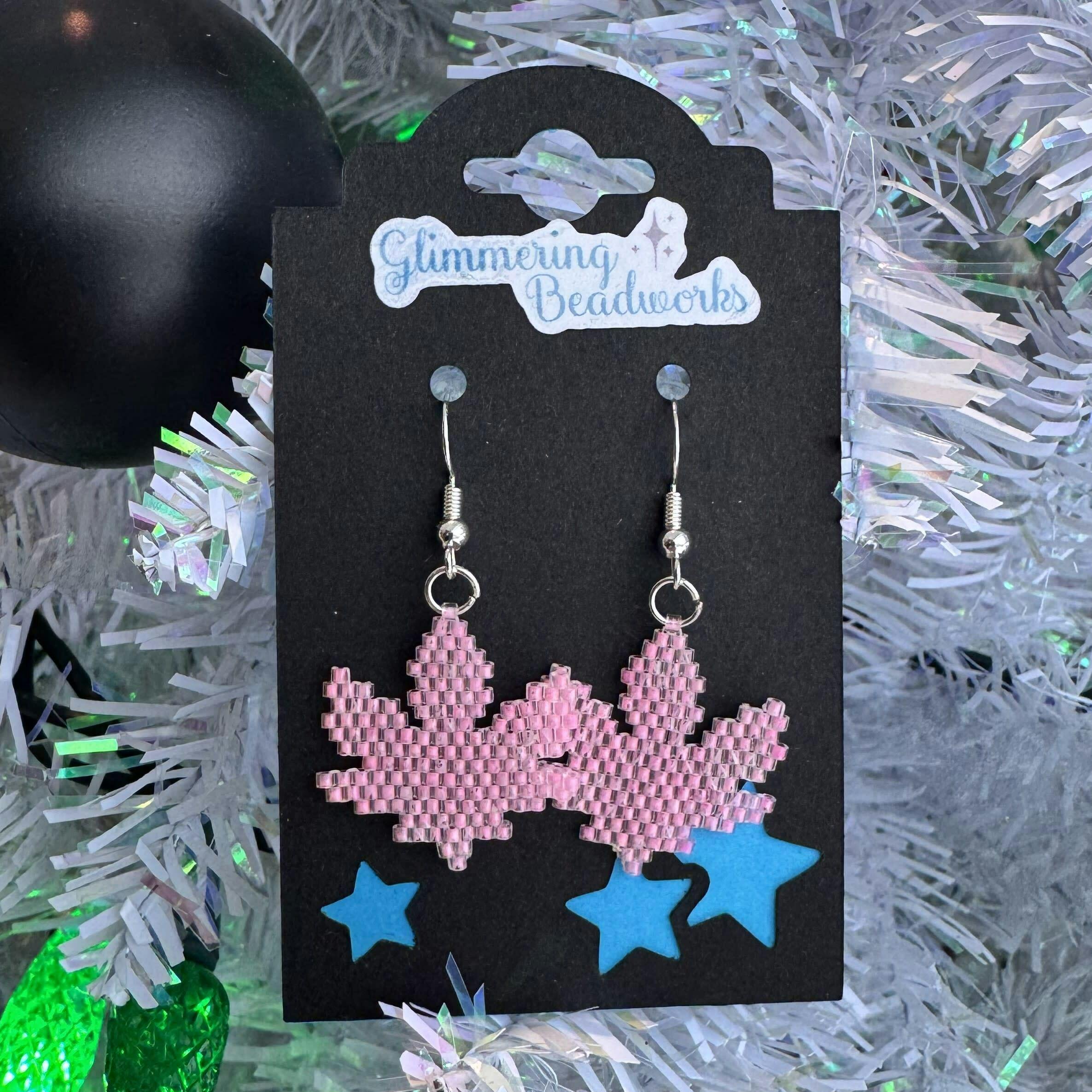 Glow-in-the-Dark Pink Leaf Earrings