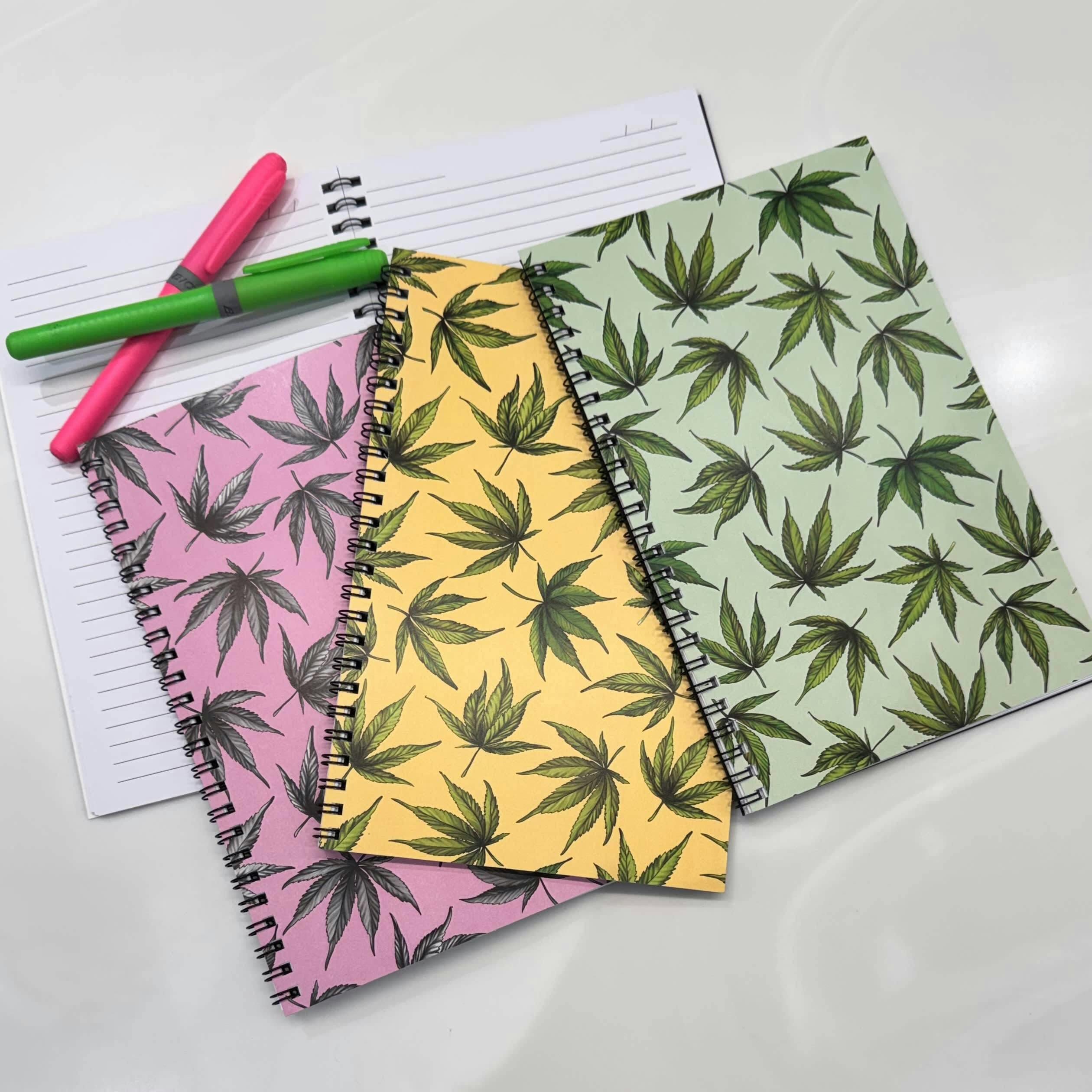 Yellow Cannabis Leaf Notebook