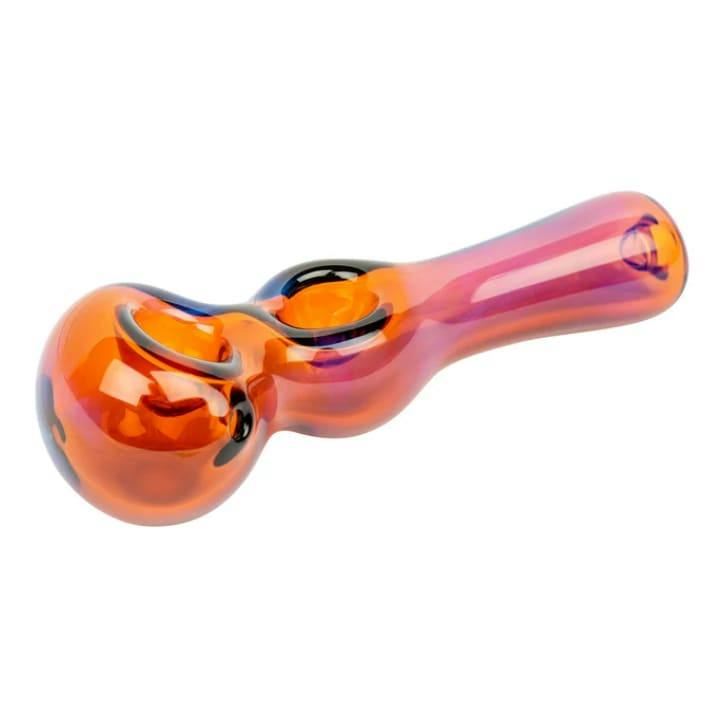 Red Eye Glass 4.5" Amber Twice Baked Hand Pipe