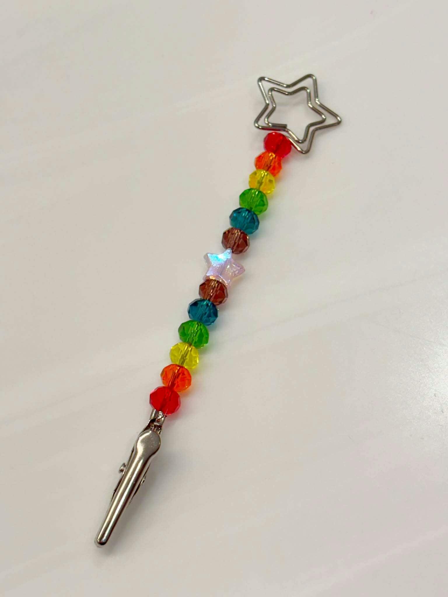 Bud Kitten Beaded Star Roach Clip - Rainbow with Star