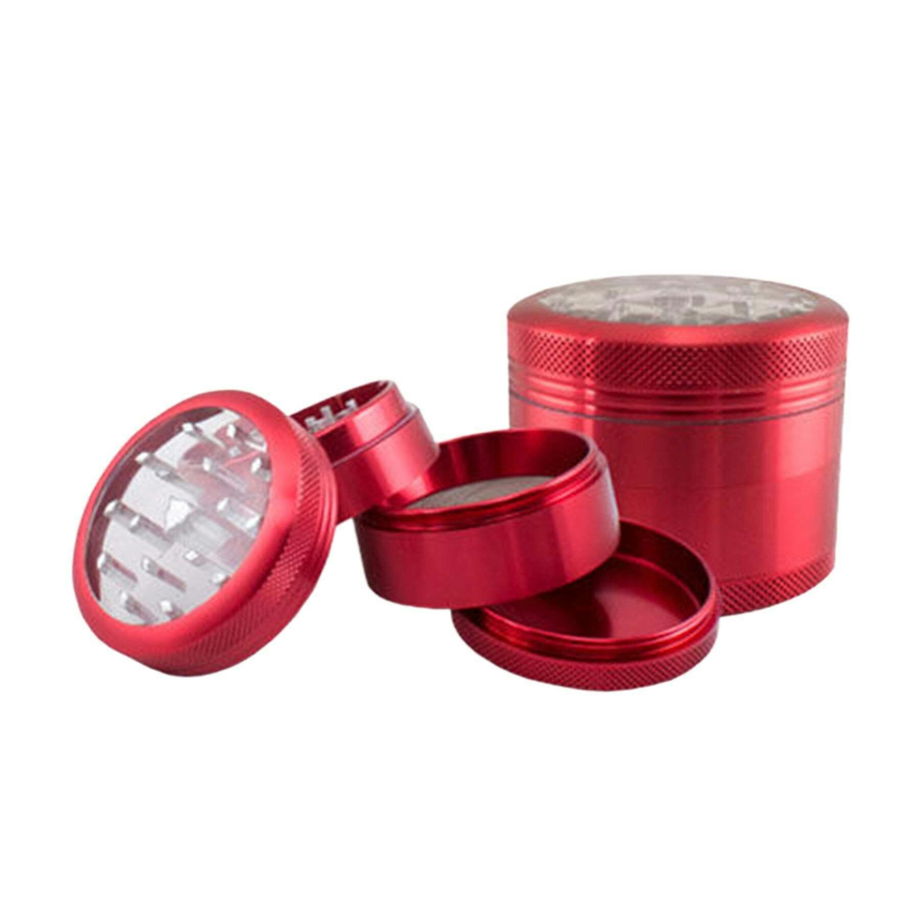 Hammercraft Clear Top 4pc Grinder w/ Pollinator 2.2" - Red
