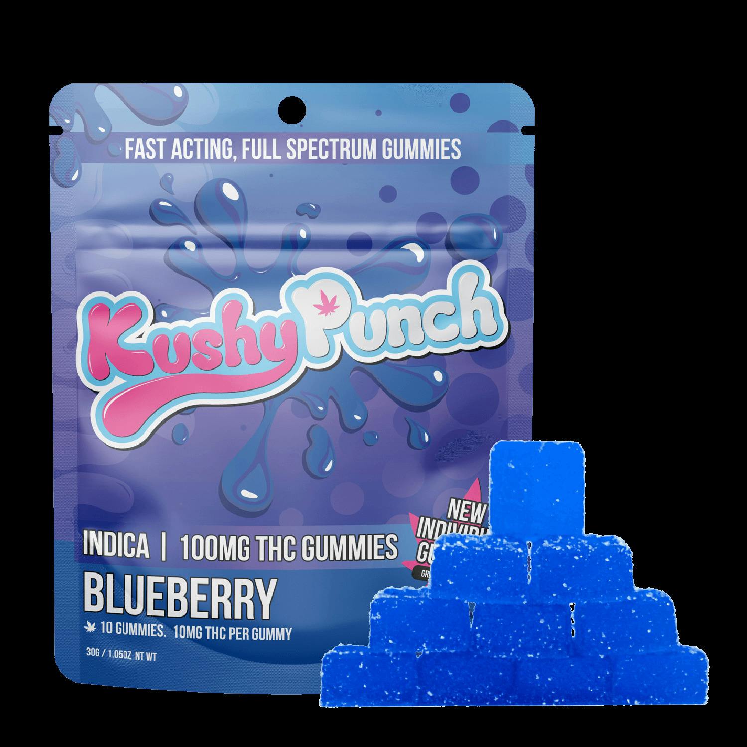 Blueberry (I) | 100mg | 20pk | Gummies | Kushy Punch at Bleaf Wellness Centre