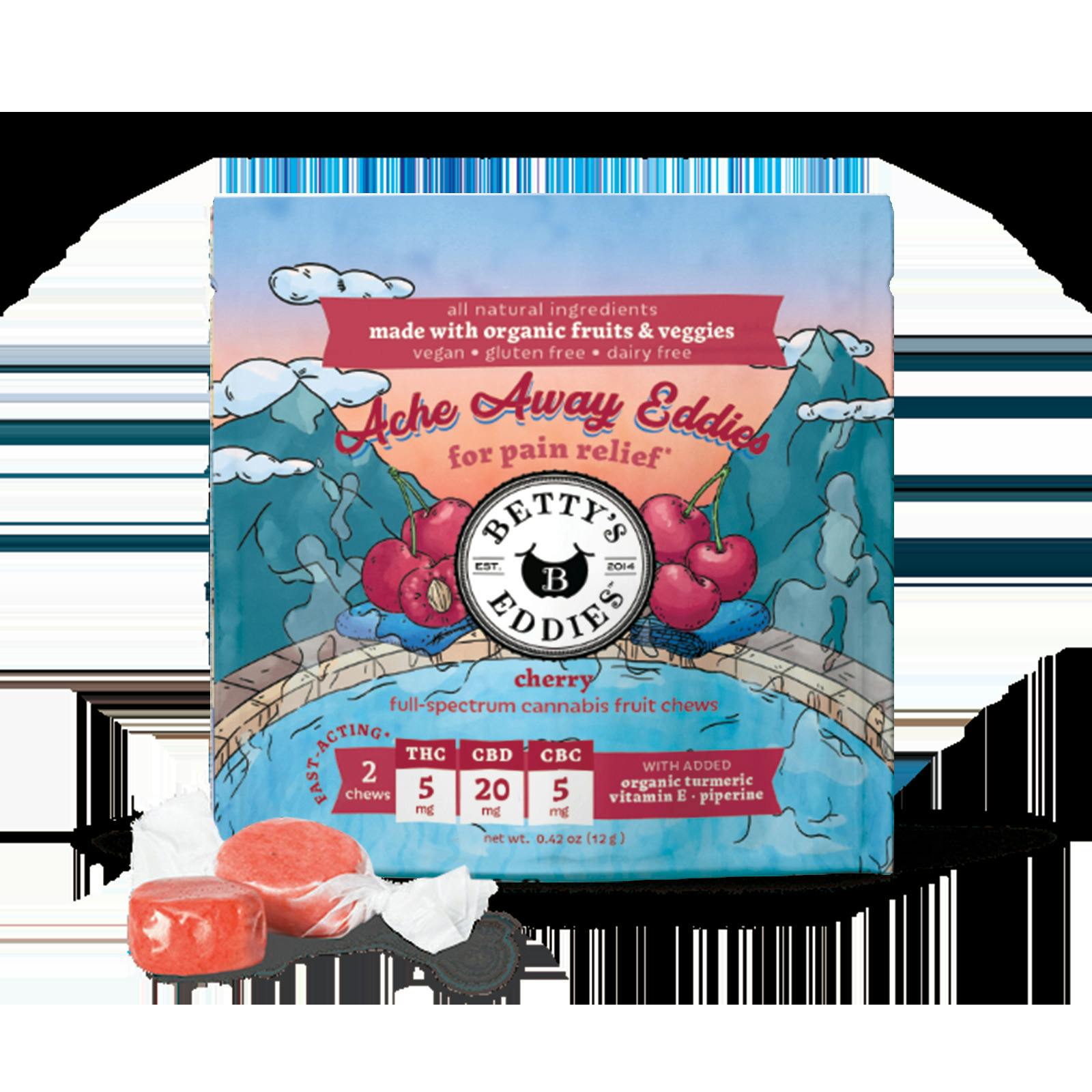 Ache Away | Cherry | 10mg | 2pk | Taffy | Betty's Eddies at Bleaf Wellness Centre
