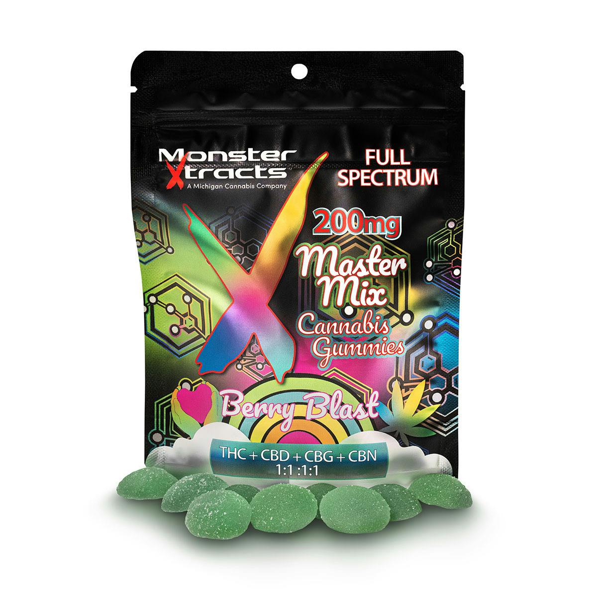 Monster Xtracts | Paradise Punch | 200mg 1:1 THC/CBG Gummies